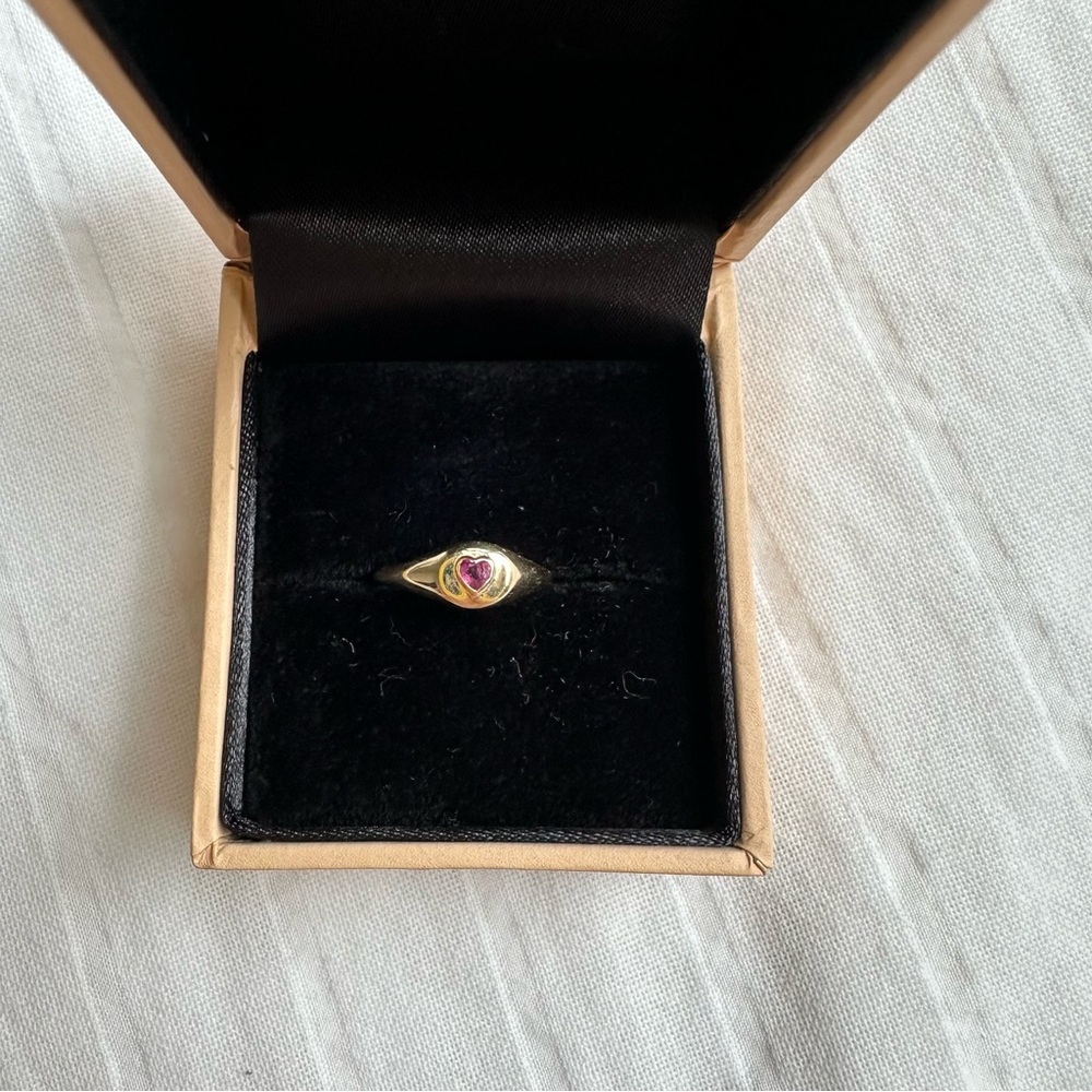 Stone and Strand Bold Ruby Heart Pinky Signet Ring